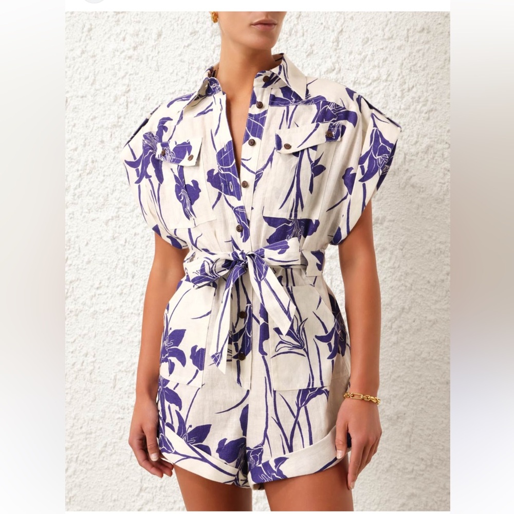 Zimmermann Acadian 100 % Linen Romper Playsuit - Picture 6 of 13